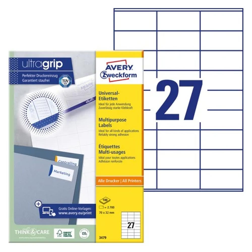 Avery Zweckform, Labels Avery 70 x 32mm, A4 (3479)