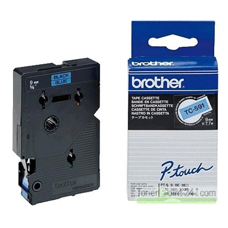 Brother TC-591 P-Touch schwarz auf blau 9mm