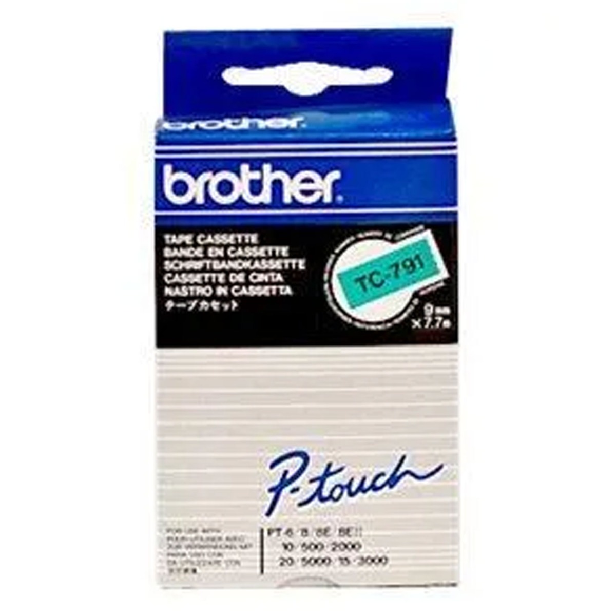 Brother TC-791 P-touch schwarz auf grün 9mm