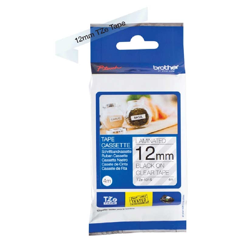 Brother P-touch Schriftband TZe-131S 12 mm schwarz auf transparent