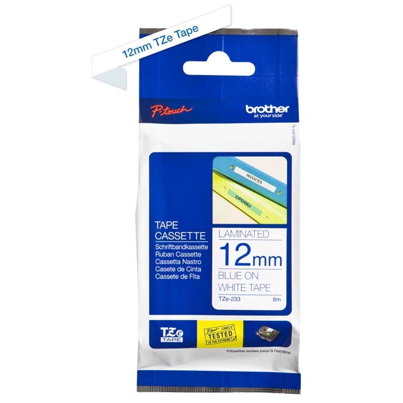 Brother TZE-233 P-Touch blau auf weiss 12mm