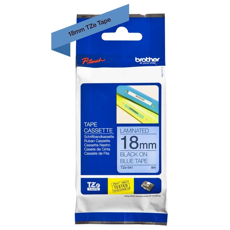 Brother TZE-541 Schriftband P-touch schwarz auf blau 18mm