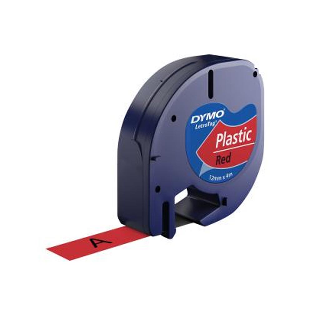 Dymo Originalband 91223 schwarz auf rot 12mm x 4m Plastik